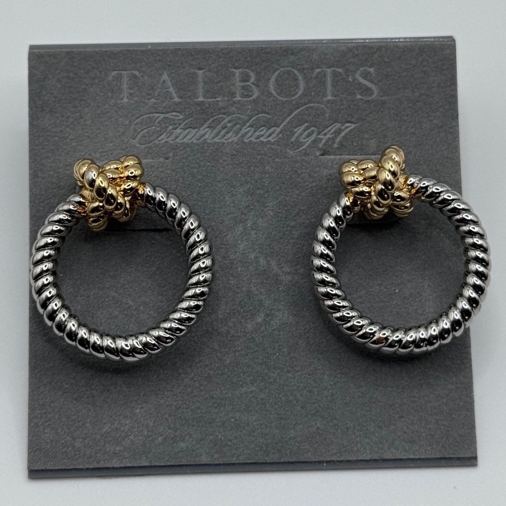 Talbots Two Tone Twisted Rope Round Pierced Earrings